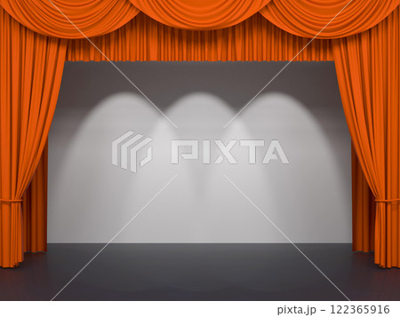 Luxury stage or windows curtains, realistic 3D illustration Luxury stage or windows curtains, realistic 3D illustration 122365916