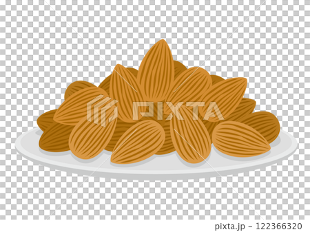 白盤上杏仁的插圖 122366320
