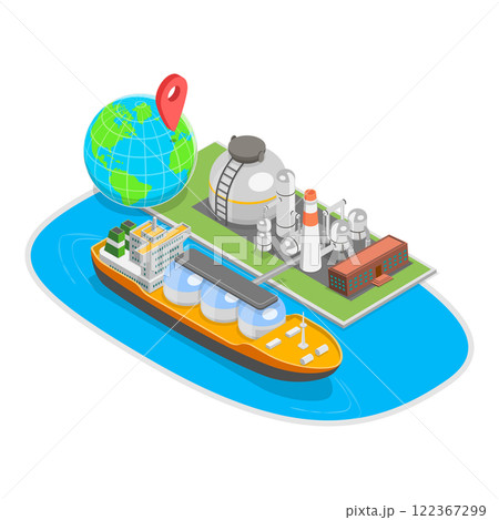 3D Isometric Flat Vector Illustration of Oil Transporting, Petroleum Industry. Item 1 122367299