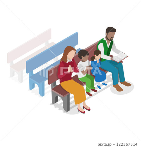 3D Isometric Flat Vector Illustration of Christian Rituals, Faith in the Higher Power. Item 2 122367314