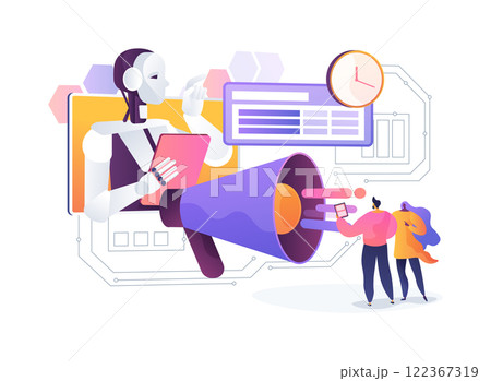 AI-Enhanced Real-Time Marketing abstract concept vector illustration. AI-Enhanced Real-Time Marketing abstract concept vector illustration. 122367319