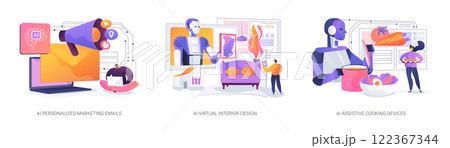 AI Enhancing Marketing and Living abstract concept vector illustrations. 122367344