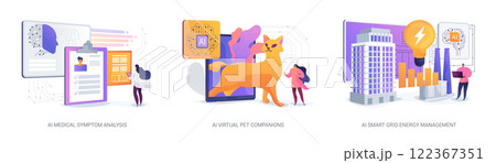 AI in Healthcare and Daily Life abstract concept vector illustrations. 122367351