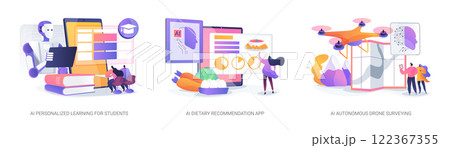 AI Personalizing Learning and Living abstract concept vector illustrations. 122367355