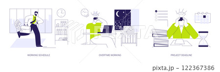 Business hours abstract concept vector illustrations. 122367386