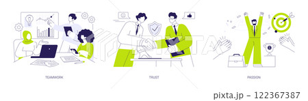 Corporate culture and values abstract concept vector illustrations. Corporate culture and values abstract concept vector illustrations. 122367387