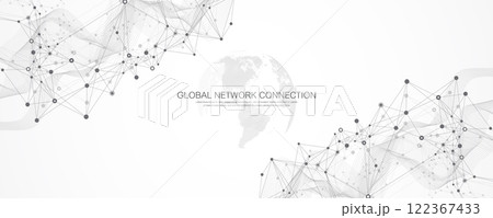 Global network connection banner design template idea. Header social network communication in the global business concept. Internet technology. Big data visualization. Vector illustration Global network connection banner design template idea. Header social network communication in the global business concept. Internet technology. Big data visualization. Vector illustration 122367433
