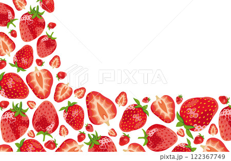 3D Realistic Strawberries Vector Banner with Your Text Place on White Background 3D Realistic Strawberries Vector Banner with Your Text Place on White Background 122367749