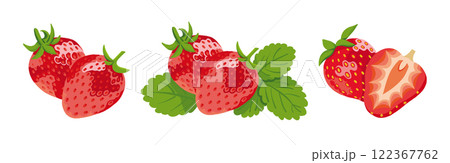 Realistic Strawberry Icon Set Vector Illustration Isolated on White 122367762