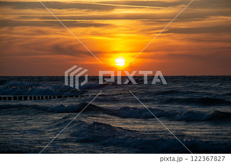 Sunset at Zingst Beach, Darss, Germany 122367827