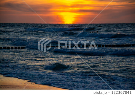 Sunset at Zingst Beach, Darss, Germany 122367841