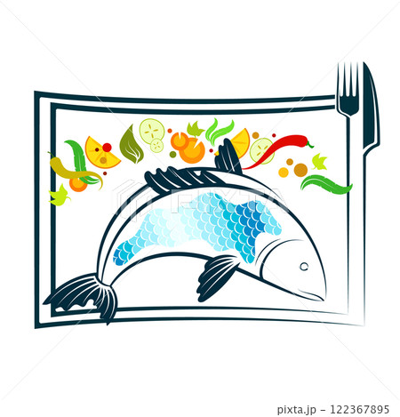 Fish on plate with spices Fish on plate with spices 122367895