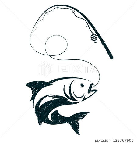 Fish on the hook and fishing rod Fish on the hook and fishing rod 122367900