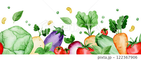 watercolor illustration, composition with farm vegetables. cute drawing in simple style. watercolor illustration, composition with farm vegetables. cute drawing in simple style. 122367906