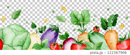 watercolor illustration, composition with farm vegetables. cute drawing in simple style. 122367906
