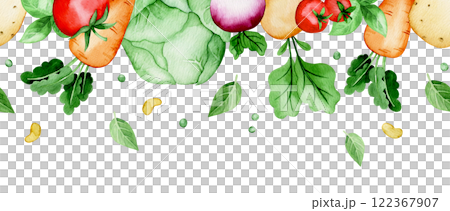 watercolor illustration, composition with farm vegetables. cute drawing in simple style. 122367907