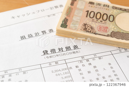 財務諸表と一万円札　貸借対照表　経理 122367946