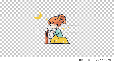 月光下祈禱的孩子簡單可愛的時尚插畫 月光下祈禱的孩子簡單可愛的時尚插畫 122368076