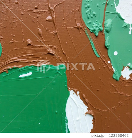 Oil painting background with random chaotic brush strokes. Artistic texture in natural earth tones. 122368462