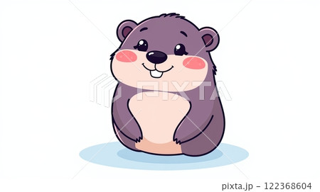 The groundhog animal, or a woodchuck. A rodent funny illustration. 122368604