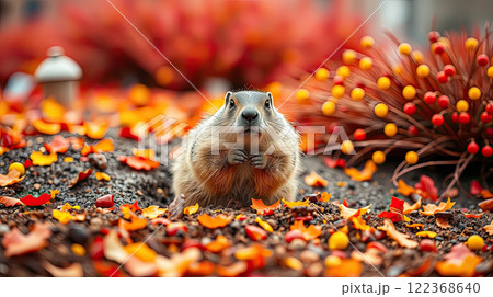 The groundhog animal, or a woodchuck. A rodent. 122368640