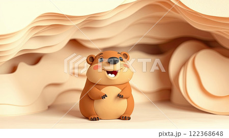The groundhog animal, or a woodchuck. A rodent funny illustration. 122368648