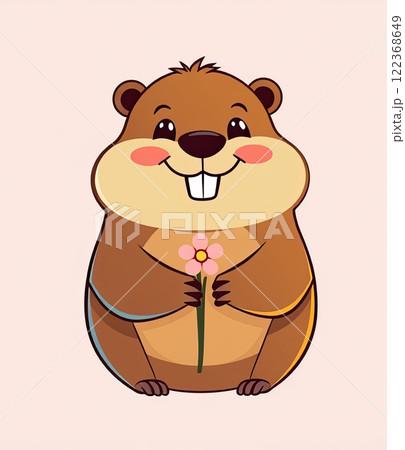 The groundhog animal, or a woodchuck. A rodent funny illustration. 122368649