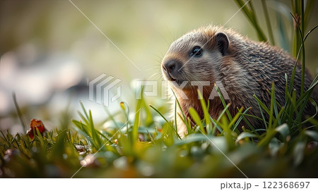 The groundhog animal, or a woodchuck. A rodent. 122368697
