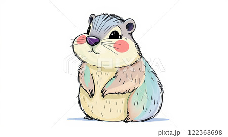 The groundhog animal, or a woodchuck. A rodent funny illustration. 122368698