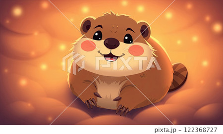 The groundhog animal, or a woodchuck. A rodent funny illustration. 122368727