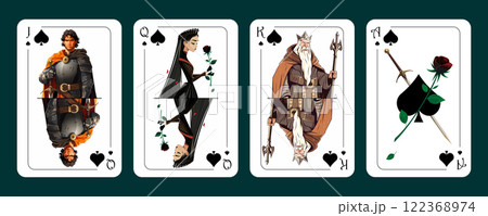 Jack of Spades, Queen of Spades, King of Spades, Ace of Spades. Playing cards design Jack of Spades, Queen of Spades, King of Spades, Ace of Spades. Playing cards design 122368974