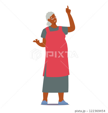 Old senior woman cartoon character brainstorming showcasing good idea thinking searching solution Old senior woman cartoon character brainstorming showcasing good idea thinking searching solution 122369454