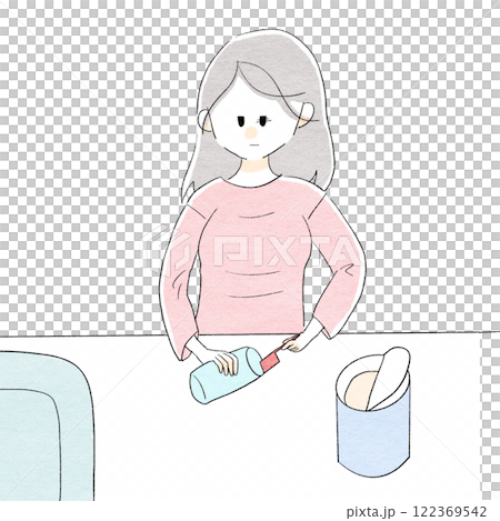 A woman who is sleepy at night but makes milk for her baby 122369542