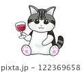 ワインを飲む猫 122369658