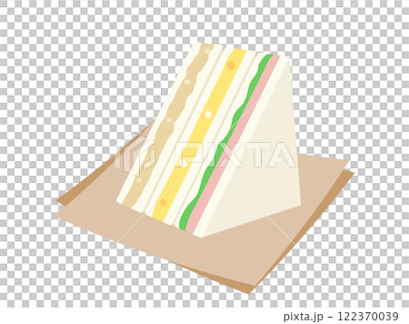 ペーパーナプキンの上にある三角のサンドイッチのイラスト ペーパーナプキンの上にある三角のサンドイッチのイラスト 122370039