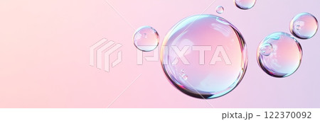 Multiple iridescent soap bubbles of varying sizes are levitating against a soft gradient backdrop, creating a dreamy and ethereal atmosphere Multiple iridescent soap bubbles of varying sizes are levitating against a soft gradient backdrop, creating a dreamy and ethereal atmosphere 122370092