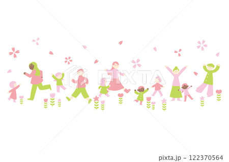 春と人物のイラスト 122370564
