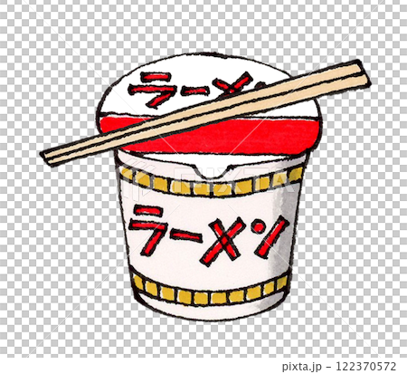 Cup ramen and disposable chopsticks 122370572