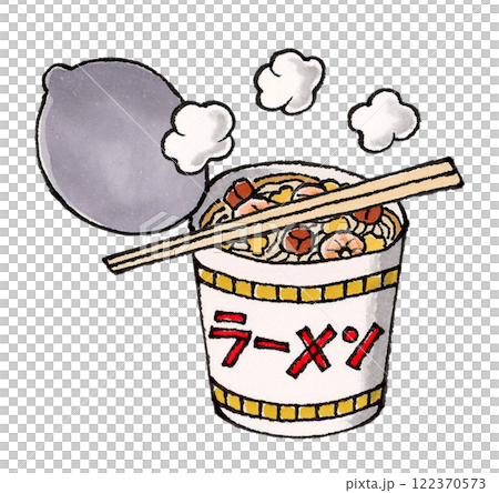 Open cup ramen and disposable chopsticks 122370573
