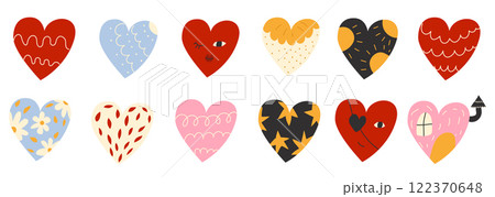 set of cute hearts for valentines day 122370648