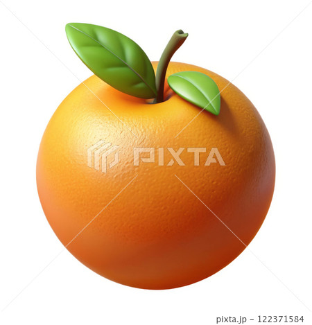vibrant orange fruit with green leaves and stem, showcasing freshness 122371584