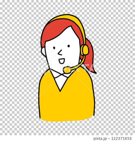 テレフォンオペレーター、カスタマーサポートの女性のイメージイラスト 122371658