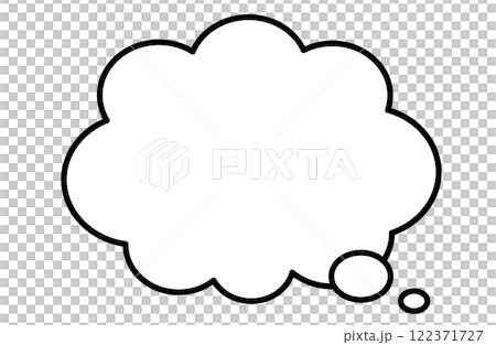 Vector illustration of a fluffy speech bubble that reminds me of black and white 122371727