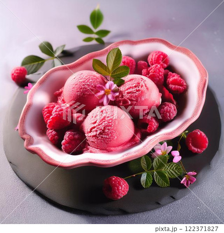 美味しそうなローズとラズベリーのシャーベット 122371827