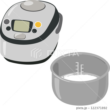 米と水が入った炊飯器の内釜 米と水が入った炊飯器の内釜 122371892