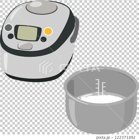 米と水が入った炊飯器の内釜 米と水が入った炊飯器の内釜 122371892