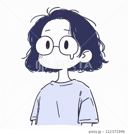 涙を流す女性のイラスト 122371946