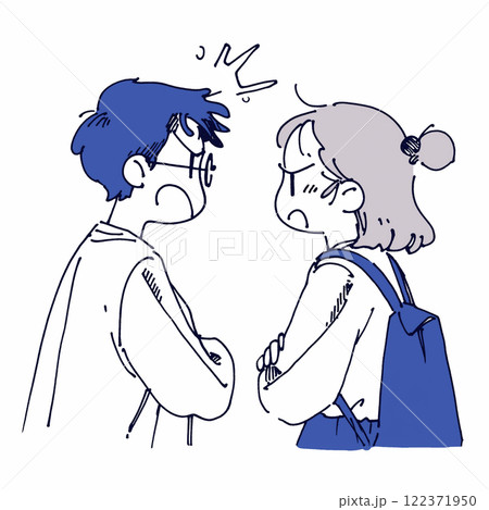 男性と女性が言い争いをしているイラスト 122371950