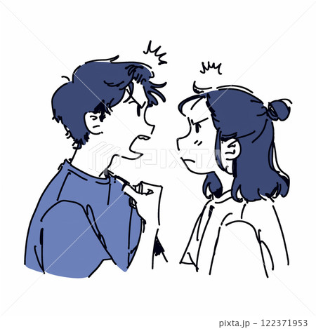 男性と女性が言い争いをしているイラスト 122371953