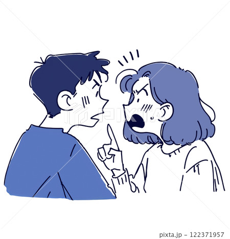 男性と女性が言い争いをしているイラスト 122371957